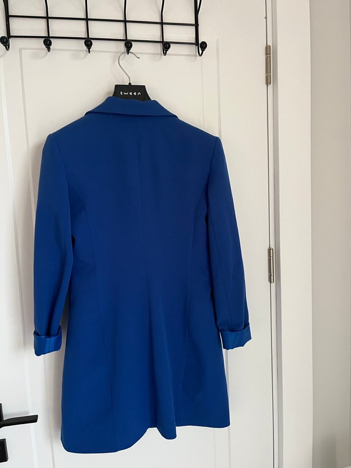 Parlak Mavi Kısa Denim Blazer - Görsel 2