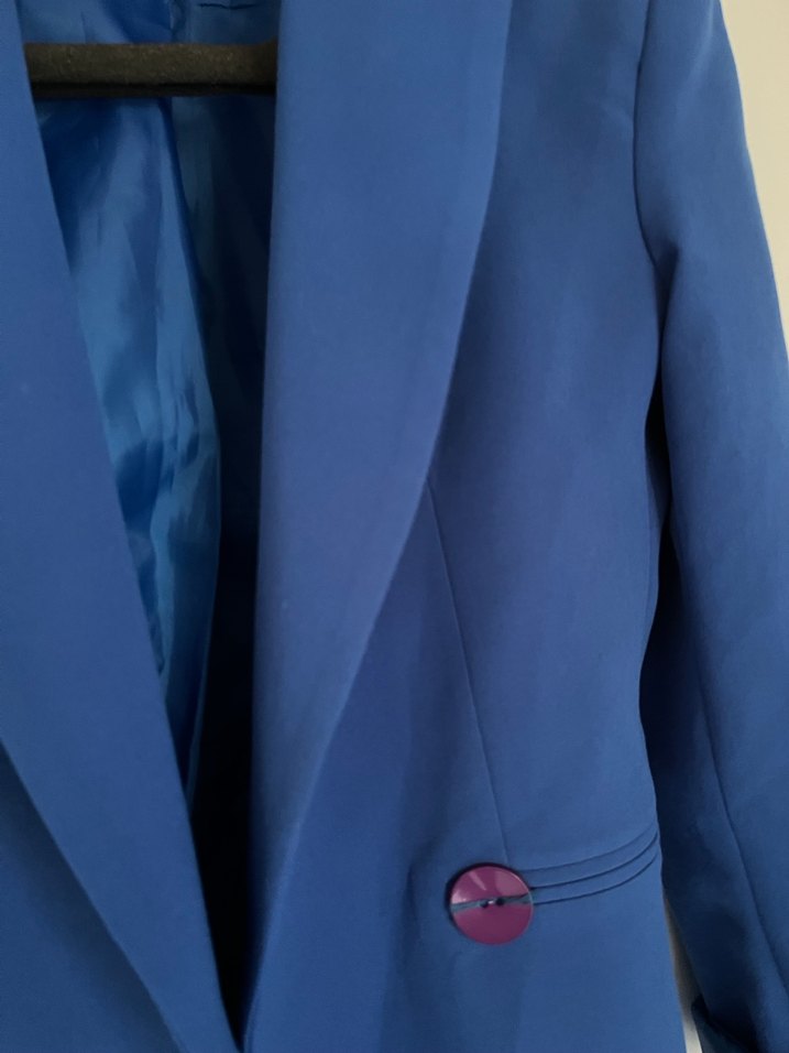 Parlak Mavi Kısa Denim Blazer - Görsel 5