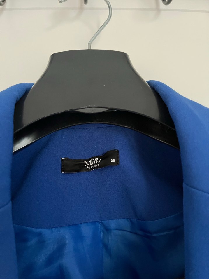 Parlak Mavi Kısa Denim Blazer - Görsel 4