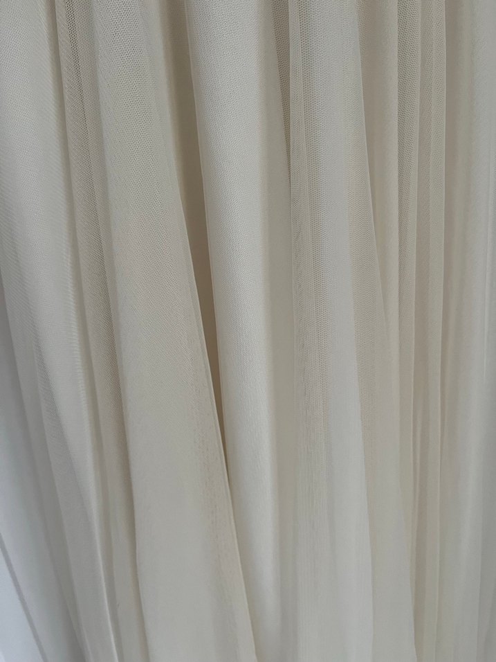 Beyaz Uzun Drapeli Straplez Abiye Elbise - Görsel 2