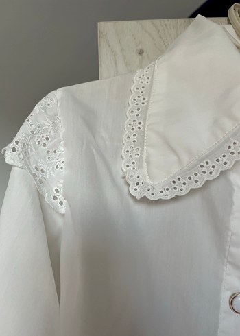 Nakışlı Vintage Beyaz Keten Gömlek - Görsel 2
