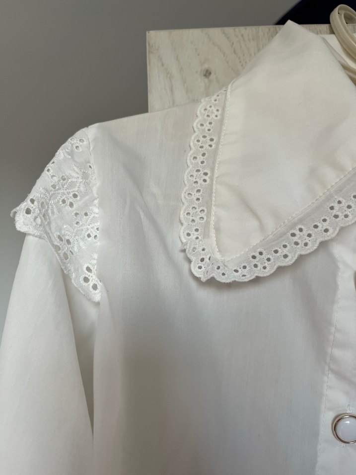 Nakışlı Vintage Beyaz Keten Gömlek - Görsel 2