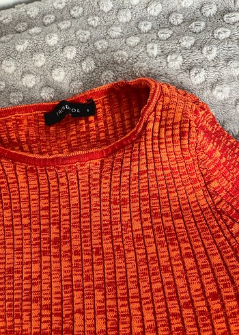 Turuncu Örgü Boğazlı Kadın Kazak - Görsel 4