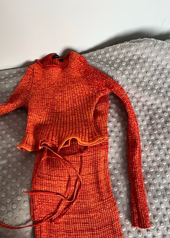 Turuncu Örgü Boğazlı Kadın Kazak - Görsel 2