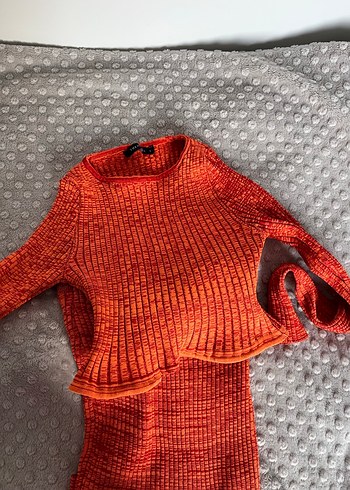 Turuncu Örgü Boğazlı Kadın Kazak - Görsel 3