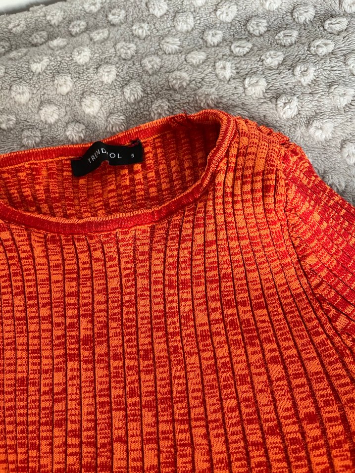 Turuncu Örgü Boğazlı Kadın Kazak - Görsel 4