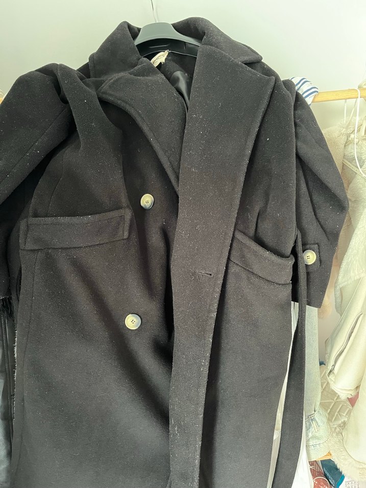 Siyah Uzun kaşe Kaban - Görsel 3