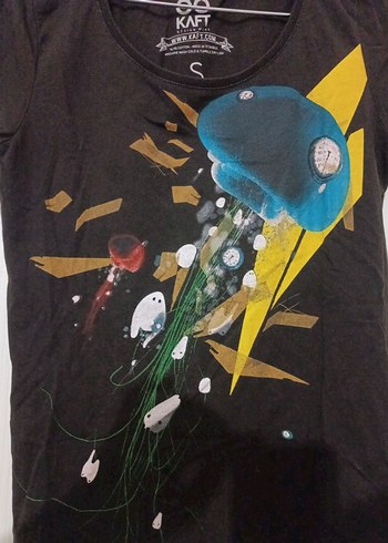 KAFT PRINTLI PAMUK KADIN T-SHIRT XS/S - Görsel 4