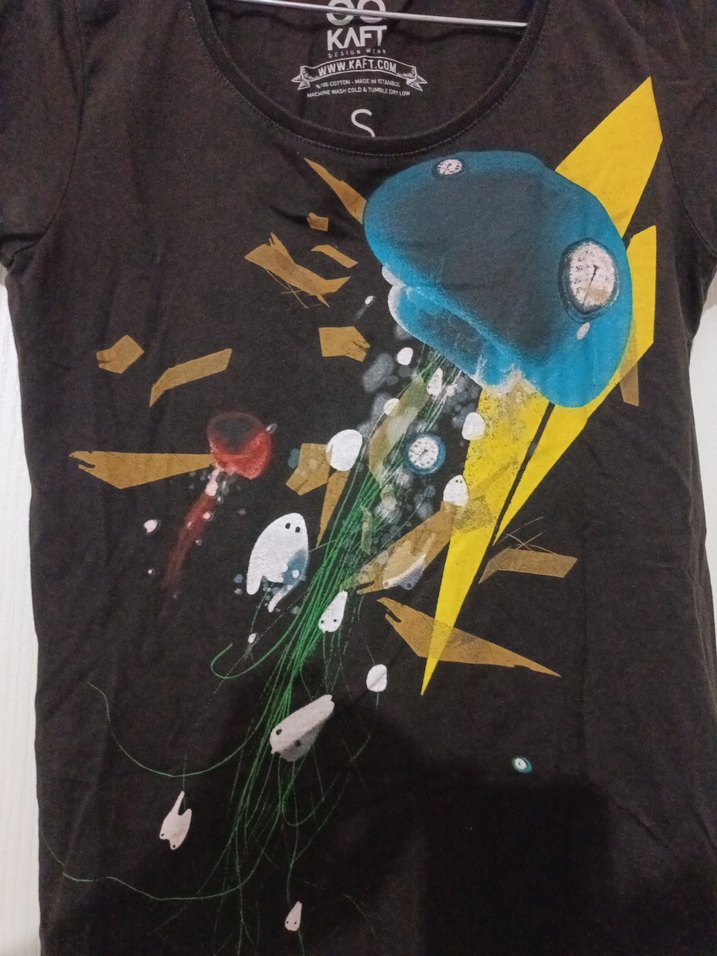 KAFT PRINTLI PAMUK KADIN T-SHIRT XS/S - Görsel 4