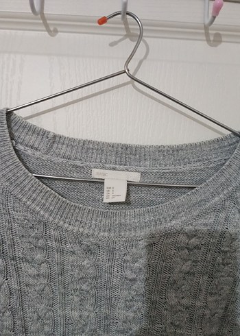 H&M Gri Melanj Pamuklu Kadın Triko Kazak - Görsel 2