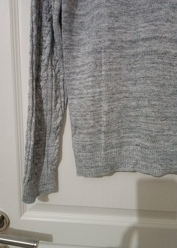 H&M Gri Melanj Pamuklu Kadın Triko Kazak - Görsel 6