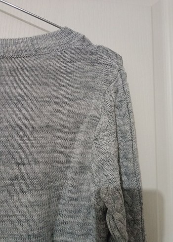 H&M Gri Melanj Pamuklu Kadın Triko Kazak - Görsel 5