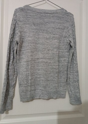 H&M Gri Melanj Pamuklu Kadın Triko Kazak - Görsel 8