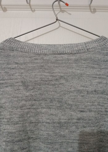 H&M Gri Melanj Pamuklu Kadın Triko Kazak - Görsel 4