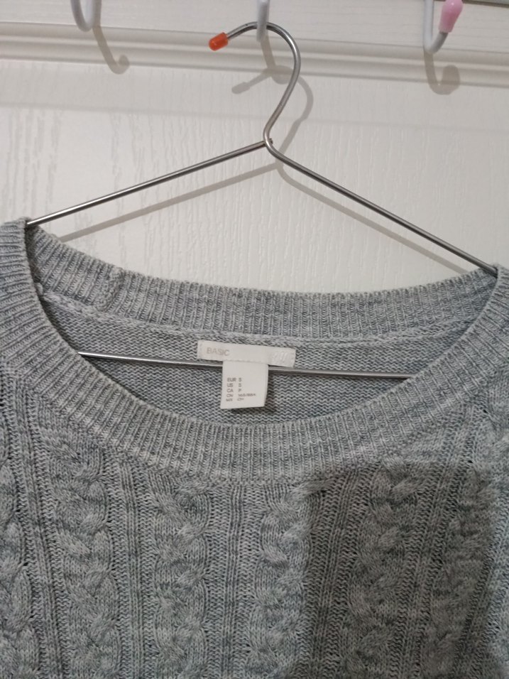 H&M Gri Melanj Pamuklu Kadın Triko Kazak - Görsel 2