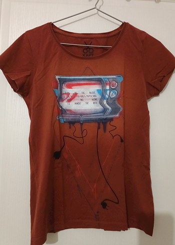 KAFT PRINTLI PAMUK KADIN TİŞÖRTÜ XS/S - Görsel 4