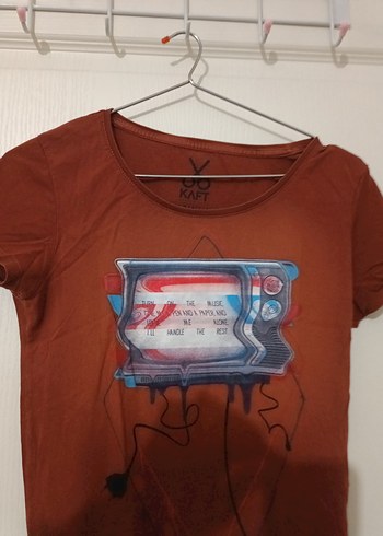 KAFT PRINTLI PAMUK KADIN TİŞÖRTÜ XS/S - Görsel 3