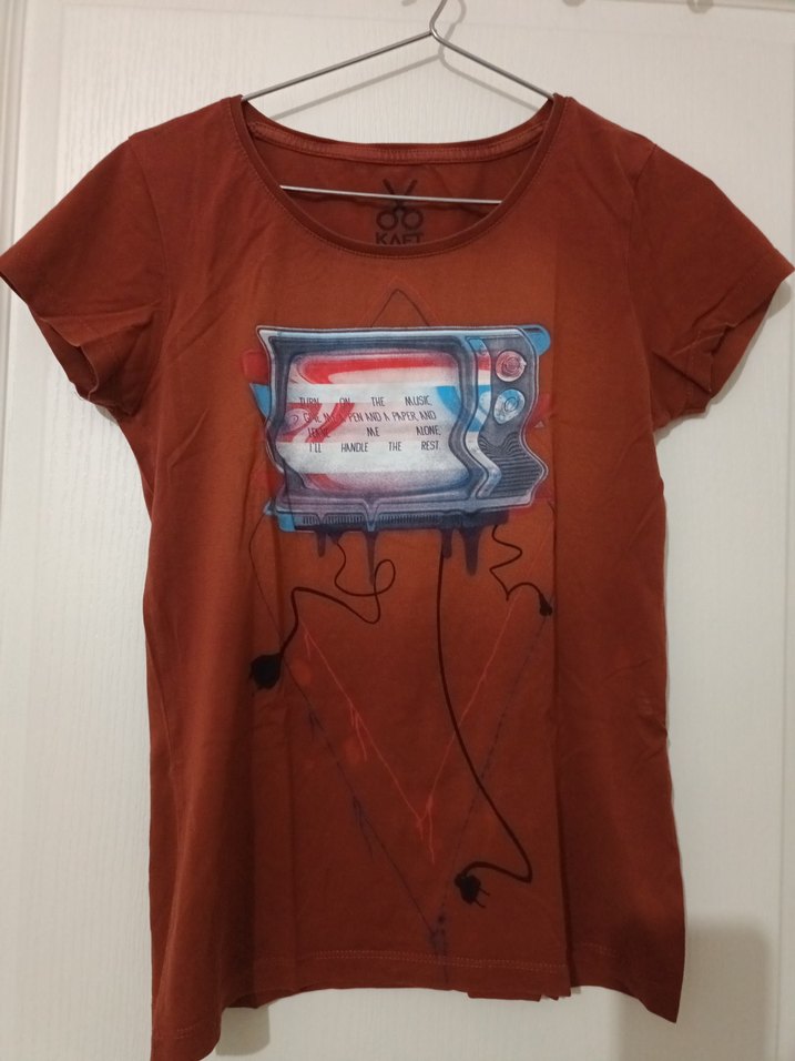 KAFT PRINTLI PAMUK KADIN TİŞÖRTÜ XS/S - Görsel 4