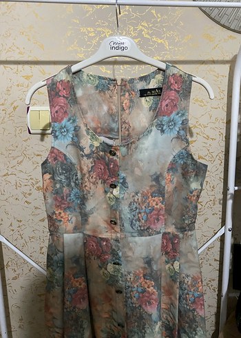 Çiçek Desenli uzun Bohem Elbise - Görsel 3