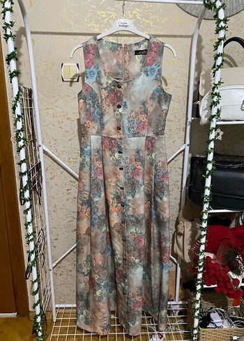 Çiçek Desenli uzun Bohem Elbise - Görsel 2