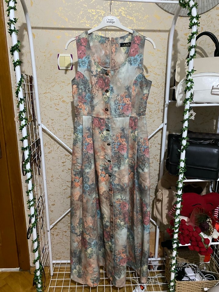 Çiçek Desenli uzun Bohem Elbise - Görsel 2