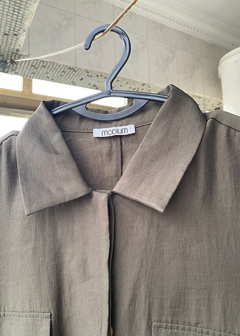 Haki Kemerli Kolsuz Midi Trençkot - Görsel 3