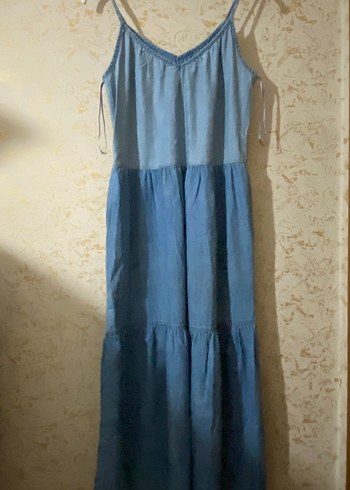 Kadın Lacivert Denim Maxi Elbise - Görsel 4