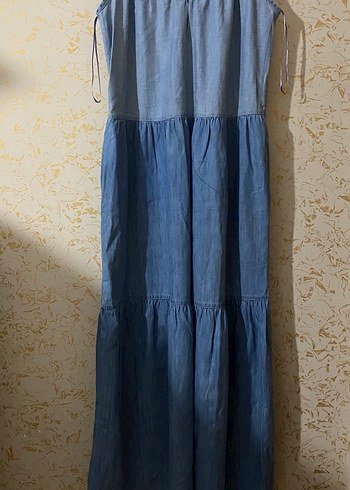 Kadın Lacivert Denim Maxi Elbise - Görsel 3