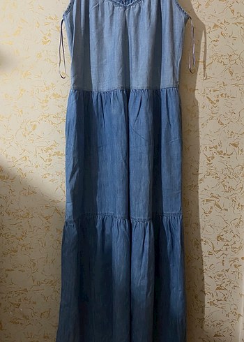 Kadın Lacivert Denim Maxi Elbise - Görsel 6