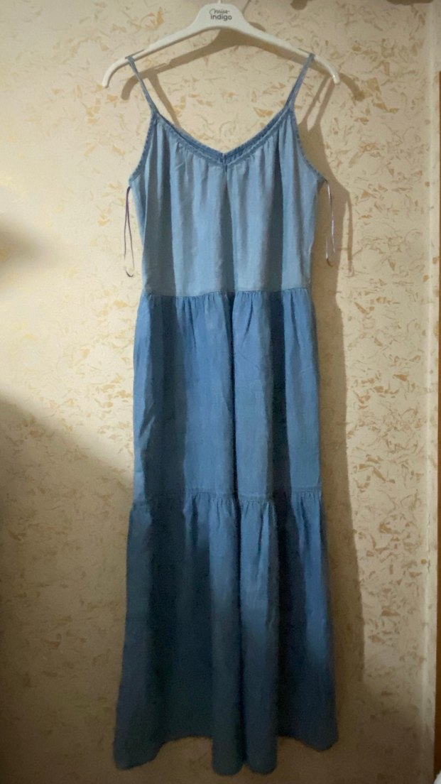 Kadın Lacivert Denim Maxi Elbise - Görsel 4
