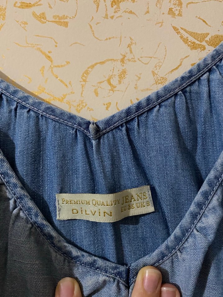 Kadın Lacivert Denim Maxi Elbise - Görsel 5