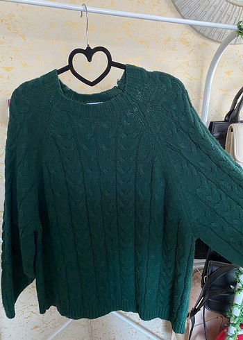 Bohem Tarzı Yeşil Örgü Kadın Kazak - Görsel 2