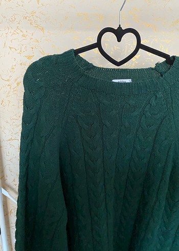 Bohem Tarzı Yeşil Örgü Kadın Kazak - Görsel 5