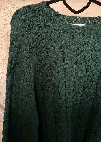 Bohem Tarzı Yeşil Örgü Kadın Kazak - Görsel 4