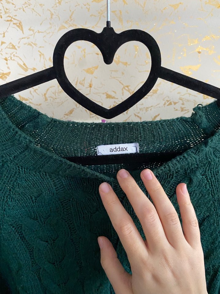 Bohem Tarzı Yeşil Örgü Kadın Kazak - Görsel 3