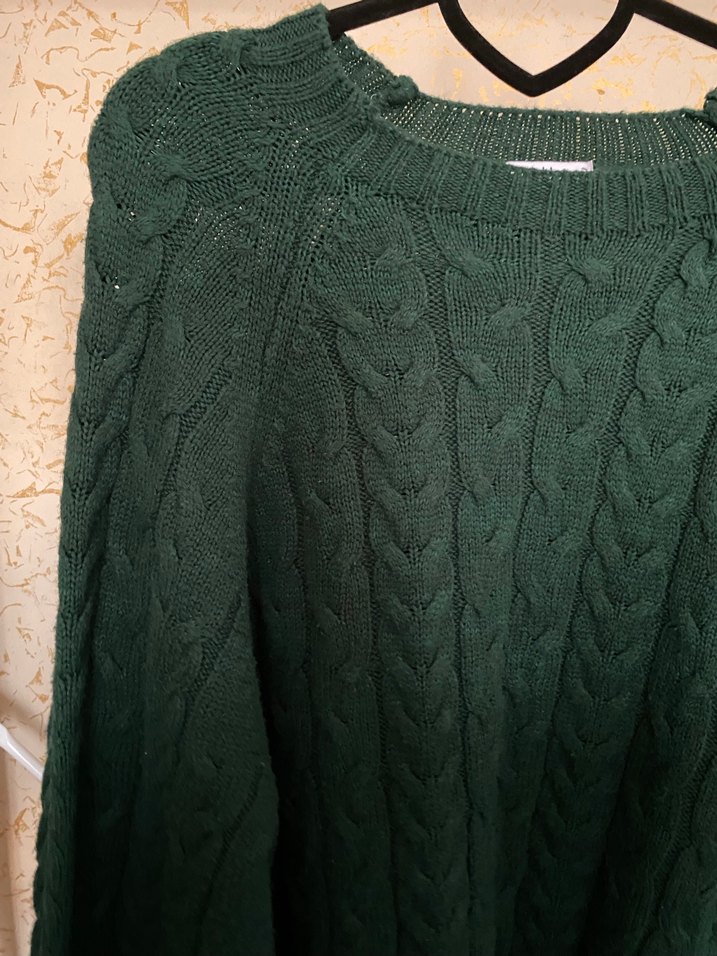 Bohem Tarzı Yeşil Örgü Kadın Kazak - Görsel 4