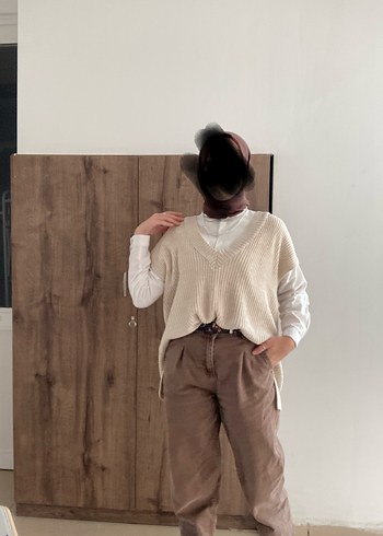 Kahverengi Mom Jean Kot Kadın Pantolon - Görsel 4