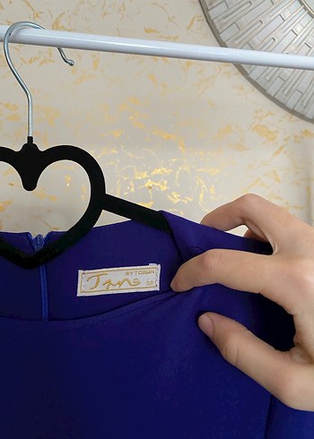 Uzun Kollu krep Kumaşlı Mavi Uzun Elbise - Görsel 3