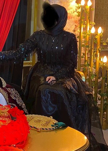 Drapeli Siyah Uzun Kollu Gotik Gece Elbisesi - Görsel 7