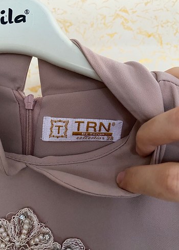 Nakış Detaylı pudra Uzun Abiye Elbise - Görsel 4