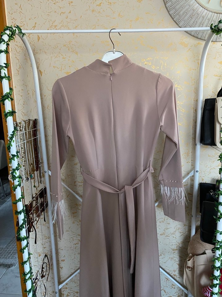 Nakış Detaylı pudra Uzun Abiye Elbise - Görsel 5