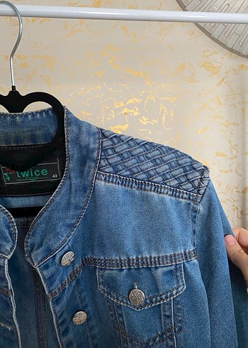 Düğmeli Mavi Kadın Denim Ceket - Görsel 4