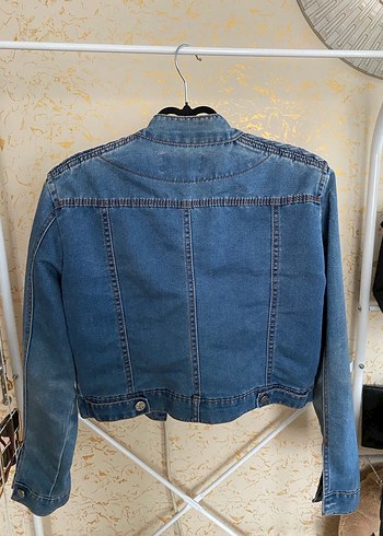 Düğmeli Mavi Kadın Denim Ceket - Görsel 5