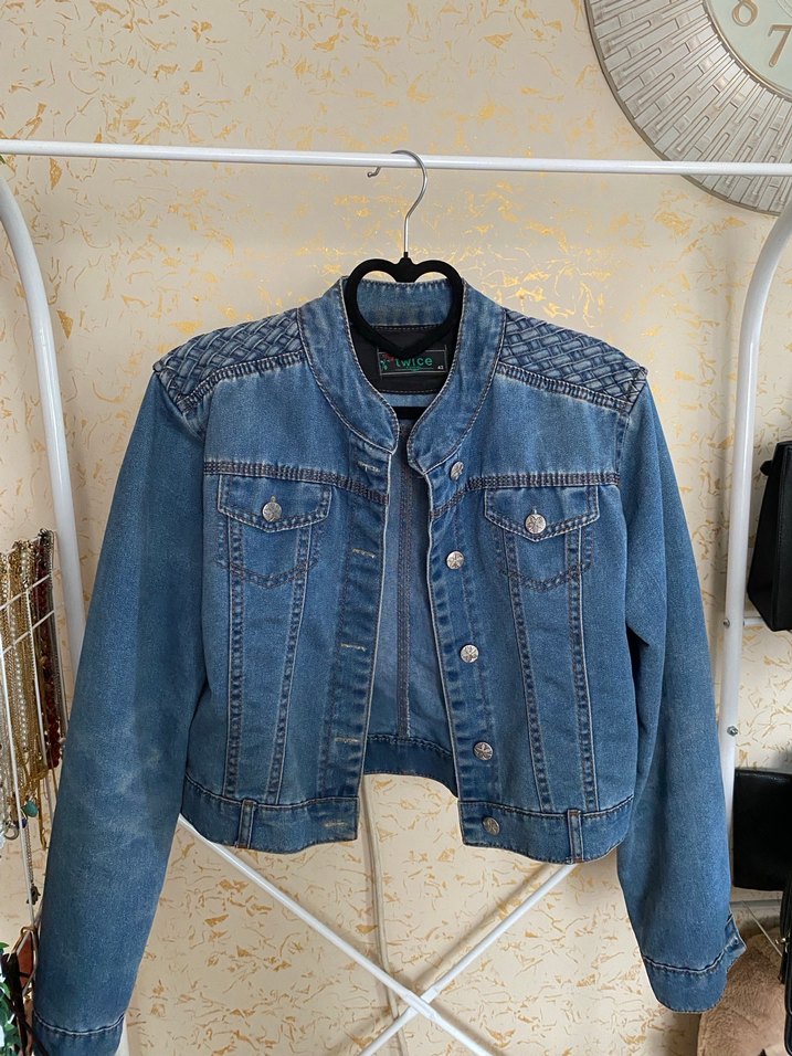 Düğmeli Mavi Kadın Denim Ceket - Görsel 2