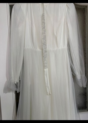 Uzun Kollu Beyaz nikah elbisesi - Görsel 2