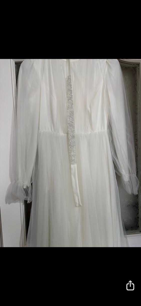 Uzun Kollu Beyaz nikah elbisesi - Görsel 2