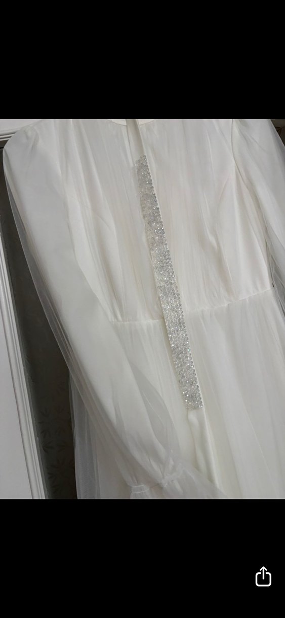 Uzun Kollu Beyaz nikah elbisesi - Görsel 3