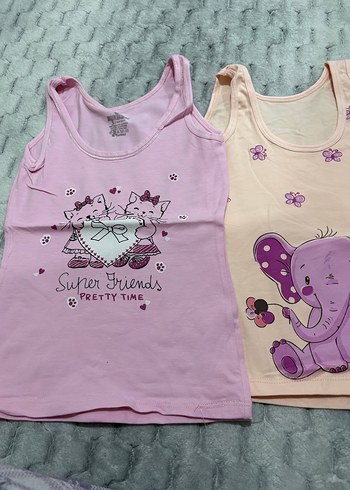 Kız Çocuk Pembe Baskılı Atlet - Görsel 5