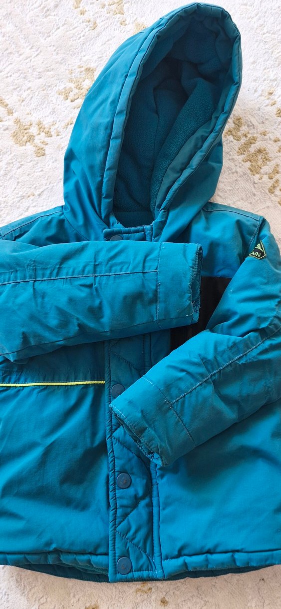 Erkek Çocuk Mavi Fermuarlı Mont Kapüşonlu - Görsel 2