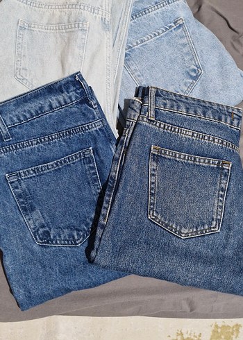 Gri Mavi Bağlama Desenli Bol Kesim Kot Pantolon - Görsel 2